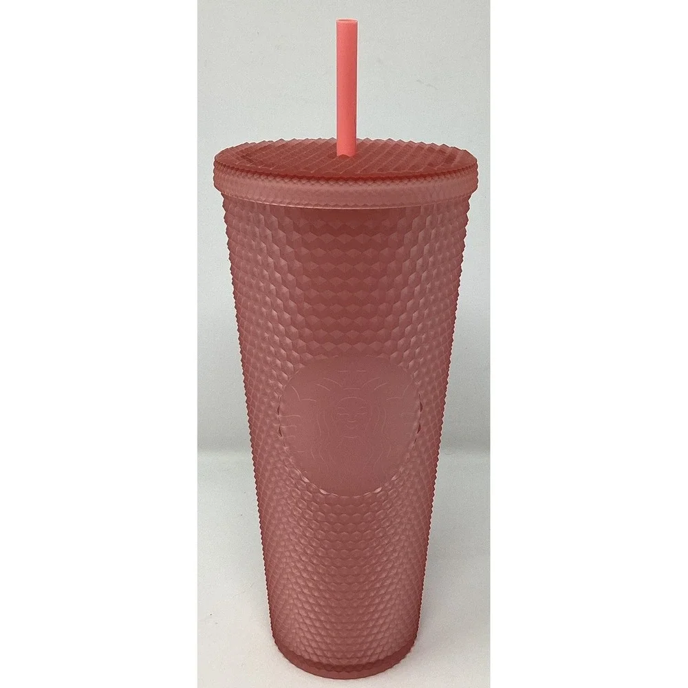 Matte Pink Lemonade Studded Starbucks Tumbler 24‎ Oz With Lid And Straw